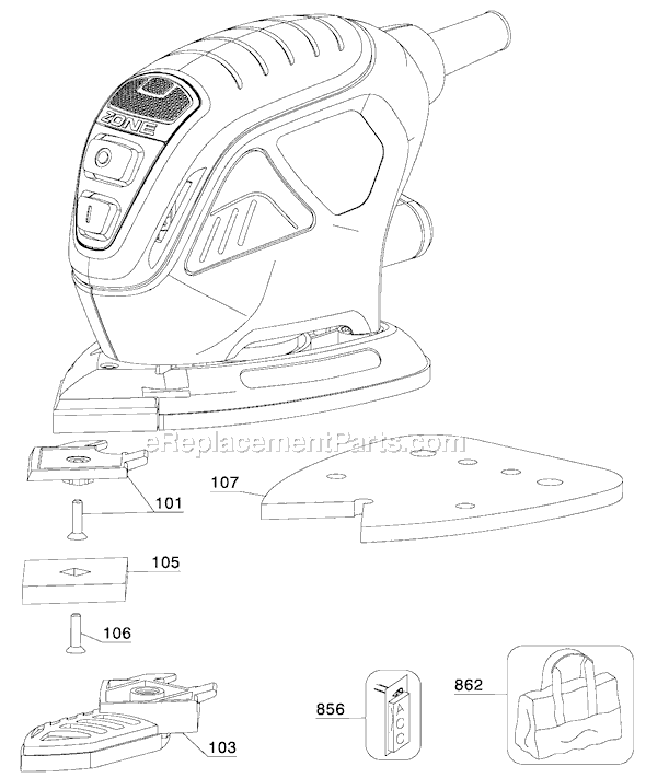 Page A Diagram and Parts List for MS600B Type 1 Black and Decker Sander Polisher